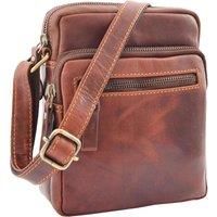 HOL Mens Real Leather Cross Body Bag Small Travel Organiser Pouch Dolton Brown