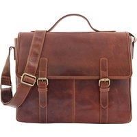 Mens Real Leather Briefcase Cross Body Organiser Messenger Bag Marland Brown