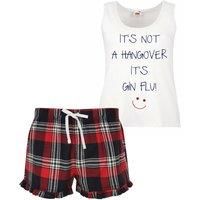 60 Second Makeover Limited It/'s Not A Hangover It/'s Gin Flu Pyjamas Ladies Tartan Frill Short Pyjama Set , Red, 14
