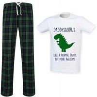 60 SECOND MAKEOVER Men's Daddysaurus Daddy Dinosaur Pyjama Set in Green | Size: 2XL
