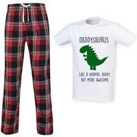 60 SECOND MAKEOVER Men's Daddysaurus Daddy Dinosaur Pyjama Set in Red | Size: XS