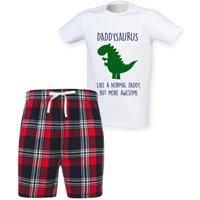 60 Second Makeover Limited Daddysaurus Daddy Dinosaur Tartan Shorts Mens Pyjamas Set Daddy Fathers Day Pyjamas For Men Dad Birthday Gifts Red Pajamas Size - Large