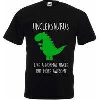 60 SECOND MAKEOVER Men's Uncle Dinosaur T-Shirt in Black | Size: XL