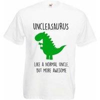 60 SECOND MAKEOVER Men's Uncle Dinosaur T-Shirt in White | Size: Large