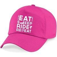60 SECOND MAKEOVER Eat Sleep Ride Repeat Baseball Cap in Pink