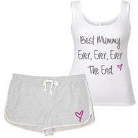 60 SECOND MAKEOVER Women's Best Mummy Ever Ever The End Pyjama Set PJ's Loungewear Lounge Wear Grey & White | Size: XS