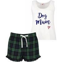 60 SECOND MAKEOVER Women's Dog Mum Pyjama Set Pink Tartan Pet Pajamas Clothes Present in Green | Size: Small