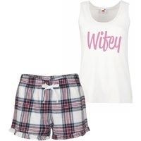 60 SECOND MAKEOVER Women's Wifey Tartan Frill Short Pyjama Set Red Blue or Green Blue in Pink | Size: XL