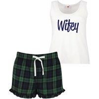 60 SECOND MAKEOVER Women's Wifey Tartan Frill Short Pyjama Set Red Blue or Green Blue | Size: Small