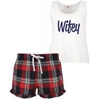 60 SECOND MAKEOVER Women's Wifey Tartan Frill Short Pyjama Set Red Blue or Green Blue | Size: Medium