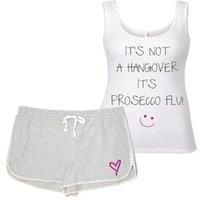 60 SECOND MAKEOVER Women's It's Not A Hangover It's Prosecco Flu PJ's Loungewear Lounge Wear Grey & White Friend | Size: Large