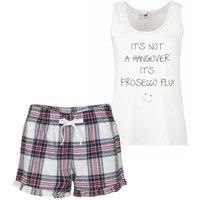 60 SECOND MAKEOVER Women's It's Not A Hangover It's Prosecco Flu PJ's Loungewear Lounge Wear Pink Tartan Frill Shorts | Size: Small