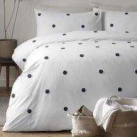 Appletree Garden-Duvet Cover Set, 100 percent Cotton, White with Navy Dots, Double