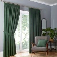 Fusion - Dijon - Blackout / Thermal Insulated Pair of Pencil Pleat Curtains - 90" Width x 90" Drop (229 x 229cm) in Bottle Green