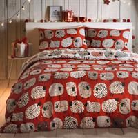 Fusion Dotty Sheep Christmas-Easy Care Duvet Cover Set, Polycotton, Red, Super-King