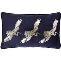 Laurence Llewelyn Bowen Velvet Qing Navy Blue Filled Boudoir Cushion 28x48cm New