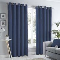 Fusion Home Furnishings Sorbonne-100 Pair of Eyelet Curtains, 100% Cotton, Navy, 66" Width x 72" Drop (168 x 183cm)