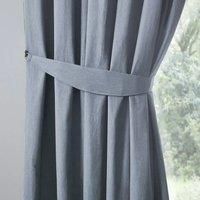 Fusion Dijon Cotton Rich Polycotton Blackout Pencil Pleat Curtains in Navy Blue