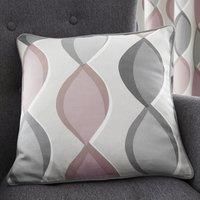 Fusion - Grey & Pink Geometric Cushion (43 x 43cm) - 100% Cotton - Filling Included - Grey & Blush Ogee Cushion - Pink Cushion with Curve Pattern - Pink Cushions with Covers Included/Cushion Inserts