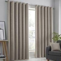 Fusion - Strata - Blockout Pair of Eyelet Curtains - 66" Width x 54" Drop (168 x 137cm) in Natural