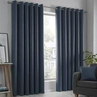 Fusion - Strata - Blockout Pair of Eyelet Curtains - 46" Width x 72" Drop (117 x 183cm) in Navy