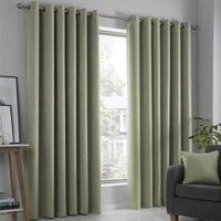 Fusion - Strata - Blockout Pair of Eyelet Curtains - 46" Width x 72" Drop (117 x 183cm) in Green