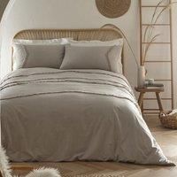 Appletree Loft - Tabitha Tasselled Bedding - Relaxed Cotton Frilly Boho Duvet Cover Set - Single, Silver Grey