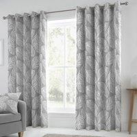 Fusion - Matteo - 100% Cotton Pair of Eyelet Curtains - 46" Width x 54" Drop (117 x 137cm) in Grey