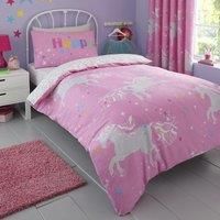 Bedlam Kids Unicorn Glow In The Dark Print Reversible Duvet Cover Set