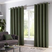 Fusion - Sorbonne - 100% Cotton Pair of Eyelet Curtains - 66" Width x 72" Drop (168 x 183cm) in Bottle Green