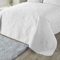 Serene White Leaf Embossed Bedspread, condition new, open, scruffy packaging (Re