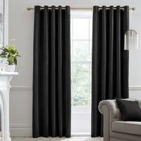 Laurence Llewelyn-Bowen - Montrose - Velvet Blackout Pair of Eyelet Curtains - 46" Width x 54" Drop (117 x 137cm) in Black