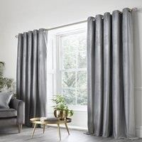 Appletree Boutique - Jasper - Embossed Pair of Eyelet Curtains - 90" Width x 90" Drop (229 x 229cm) in Silver