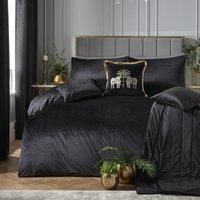 Laurence Llewelyn-Bowen - Montrose - Luxury Velvet Duvet Cover Set - King Bed Size in Black