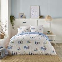 Fusion - Beach Huts - Duvet Cover Set - Single Bed Size in Blue