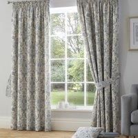 Dreams & Drapes Design - Averie - Pair of Pencil Pleat Curtains With Tie-Backs - 66" Width x 72" Drop (168 x 183cm) in Blue