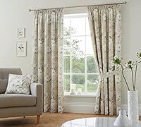 Dreams & Drapes Design - Eve - Pair of Pencil Pleat Curtains With Tie-Backs - 66" Width x 72" Drop (168 x 183cm) in Natural