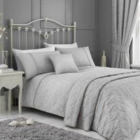 Dreams & Drapes Woven - Michaela - Duvet Cover Set - Single Bed Size in Silver