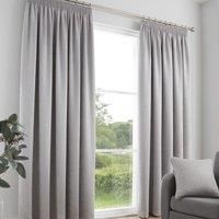 Fusion - Galaxy - Pair of Dim-out Pencil Pleat Curtains - Silver, 90" Width x 72" Drop (229 x 183cm)