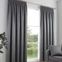 Fusion Grey Pencil Pleat Curtains W46 x L72" (117 x 183cm), Grey Curtains for Living Room and Bedroom, Door Curtain, Pleated Curtains & Drapes, Charcoal Grey