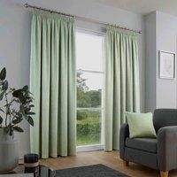Fusion - Galaxy - Pair of Dim-out Pencil Pleat Curtains - 90" Width x 72" Drop (229 x 183cm) in Green