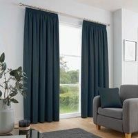 Fusion, Galaxy, Pair of Dim-out Pencil Pleat Curtains, Navy, 46" Width x 72" Drop (117 x 183cm)