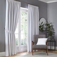 Fusion - Dijon - Blackout/Thermal Insulated Pair of Pencil Pleat Curtains - 66" Width x 54" Drop (168 x 137cm) in White