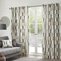 Fusion - Oakland - 100% Cotton Pair of Eyelet Curtains - 90" Width x 72" Drop (229 x 183cm) in Natural