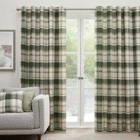 Fusion - Balmoral Check - Pair of Eyelet Curtains - 90" Width x 72" Drop (229 x 183cm) in Green