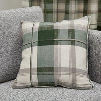 Fusion - Green Tartan Cushion (43 x 43cm) - 100% Cotton - Filling Included - Olive Green Checkered Cushion - Green Cushion in Plaid - Dark Green Cushions with Covers Included/Cushion Inserts