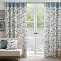 Fusion - Beechwood - 100% Cotton Pair of Eyelet Curtains - 66" Width x 72" Drop (168 x 183cm) in Duck Egg