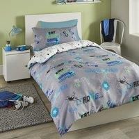 Bedlam - Grey Gaming Duvet Cover - Single Bedding Size (200 x 140cm) - Glow in the Dark Bedding - Reversible (2 Designs) - Gaming Bedding - Gamer Duvet Cover in Grey - Gaming Bedroom Accessories