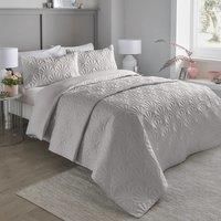Serene - Silver Floral Embroidery Duvet Cover - King Bedding Size (230 x 220cm) - Luxury Bedding - Soft Touch - Pinsonic/Ultrasonic Pattern - Silver Embossed Duvet - Cavili Collection