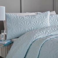 Serene - Duck Egg Blue Floral Embroidery Duvet Cover - King Bedding Size (230 x 220cm) - Luxury Bedding - Soft Touch - Pinsonic/Ultrasonic Pattern - Duck Egg Blue Embossed Duvet - Cavili Collection